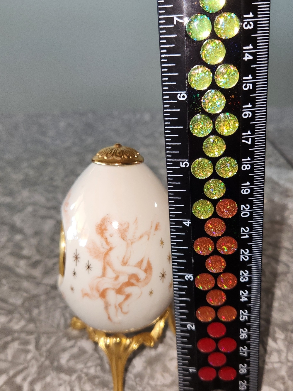 White & Gold Egg Ornament Clock with Gold Stand - Picture 6 of 8